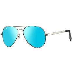 Pro Acme Pilotenbrille Herren Damen Polarisierte Fliegerbrille Klassische Piloten Sonnenbrille Unisex UV400 Schutz Vintage Sonnenbrille (A2 Silber Rahmen | Blaue Linse) von Pro Acme
