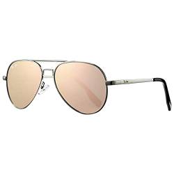 Pro Acme Pilotenbrille Herren Damen Polarisierte Fliegerbrille Klassische Piloten Sonnenbrille Unisex UV400 Schutz Vintage Sonnenbrille (A7 Silber Rahmen | Rosa Linse) von Pro Acme