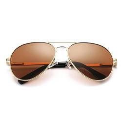 Pro Acme Pilotenbrille Herren Damen Polarisierte Fliegerbrille Klassische Piloten Sonnenbrille Unisex UV400 Schutz Vintage Sonnenbrille (B2 Gold Rahmen | Braun Linse) von Pro Acme