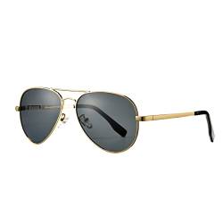 Pro Acme Pilotenbrille Herren Damen Polarisierte Fliegerbrille Klassische Piloten Sonnenbrille Unisex UV400 Schutz Vintage Sonnenbrille (B3 Gold Rahmen | Grau Linse) von Pro Acme