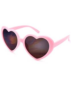 Pro Acme Polarisierte Herz Sonnenbrille für Damen Herzform Festival Rave Party Herzbrille Vintage (Rosa |Graue Linse) von Pro Acme