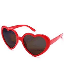 Pro Acme Polarisierte Herz Sonnenbrille für Damen Herzform Festival Rave Party Herzbrille Vintage (Rot |Graue Linse) von Pro Acme