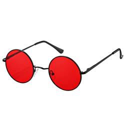 Pro Acme Retro Kleine Runde Polarisierte Sonnenbrille für Männer Frauen(Schwarz Rahmen | Transparentes Rot Linse) von Pro Acme