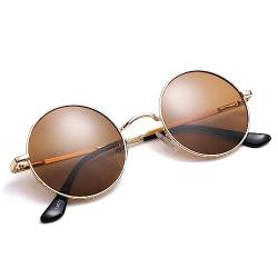 Pro Acme Retro Kleine Runde Polarisierte Sonnenbrille für Männer Frauen John Lennon-Stil (Goldene Rahmen | Braun Linse) von Pro Acme