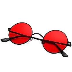 Pro Acme Retro Kleine Runde Polarisierte Sonnenbrille für Männer Frauen John Lennon-Stil (Schwarz Rahmen | Rot Linse) von Pro Acme