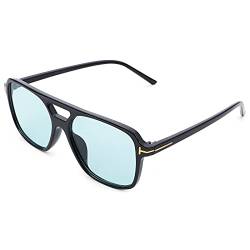 Pro Acme Retros Sonnenbrille Damen Herren Quadrat Sonnenbrille UV400 Schutz Klassisch Große Sonnenbrille Vintage (Schwarz Rahmen | Grün Linse) von Pro Acme