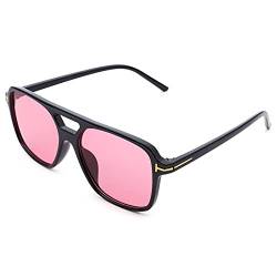 Pro Acme Retros Sonnenbrille Damen Herren Quadrat Sonnenbrille UV400 Schutz Klassisch Große Sonnenbrille Vintage (Schwarz Rahmen | Rosa Linse) von Pro Acme