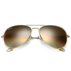 Pro Acme Sonnenbrille Herren Damen Klassische Pilotenbrille Glaslinse Fliegerbrille Unisex Piloten Sonnenbrille (Gold Rahmen/Gradienten Braun Linse) von Pro Acme