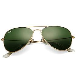 Pro Acme Sonnenbrille Herren Damen Klassische Pilotenbrille Glaslinse Fliegerbrille Unisex Piloten Sonnenbrille (Gold Rahmen / G15 Grün Linse von Pro Acme