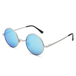 Pro Acme Sonnenbrille Herren Rund Polarisierte Sonnenbrille Retro für Männer Frauen (Silber Rahmen | Blau Linse) von Pro Acme