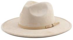 Pro Celia Fedora-Hut mit breiter Krempe, für Herren und Damen, großer Rancher, Filzhut, Gürtel-Beige, Einheitsgr��e von Pro Celia