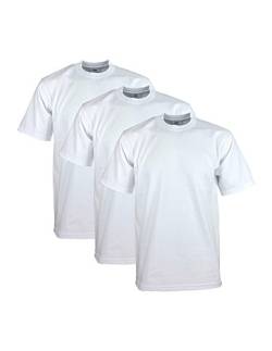 Pro Club Herren-T-Shirt, schwer, Baumwolle, kurzärmelig, Rundhalsausschnitt, 3er-Pack, Weiss/opulenter Garten, XL von Pro Club