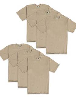 Pro Club Herren-T-Shirt, schwer, Baumwolle, kurzärmelig, Rundhalsausschnitt, 6er-Pack, Khaki, 3X-Large Groß von Pro Club