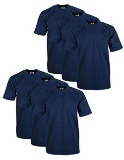 Pro Club Herren-T-Shirt, schwer, Baumwolle, kurzärmelig, Rundhalsausschnitt, 6er-Pack, Marineblau, XXL Gro� von Pro Club