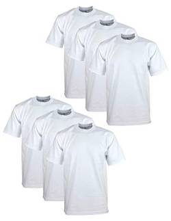 Pro Club Herren-T-Shirt, schwere Baumwolle, kurzärmelig, Rundhalsausschnitt, 6er-Pack, Weiß, Klein von Pro Club