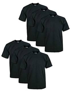 Pro Club Herren-T-Shirt, schwere Baumwolle, kurzärmelig, Rundhalsausschnitt, 6er-Pack, schwarz, 3X-Large Groß von Pro Club