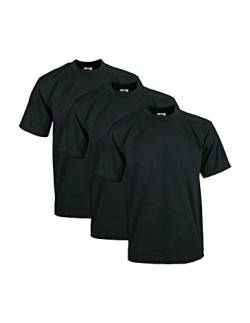 Pro Club Herren T-Shirt aus schwerer Baumwolle, kurzärmelig, Rundhalsausschnitt, 3er-Pack, schwarz, X-Large Hoch von Pro Club