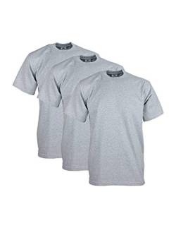 Pro Club Herren T-Shirt aus schwerer Baumwolle, kurzärmelig, Rundhalsausschnitt, 3er-Pack - Grau - XX-Large von Pro Club