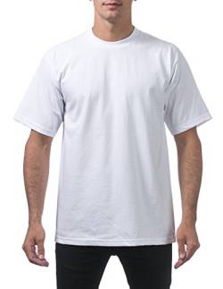 Pro Club Herren-T-Shirt aus schwerer Baumwolle, kurzärmelig, Rundhalsausschnitt, Weiß, X-Large Hoch von Pro Club