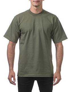 Pro Club Herren-T-Shirt aus schwerer Baumwolle, kurzärmelig, Rundhalsausschnitt, olivgrün, Groß von Pro Club