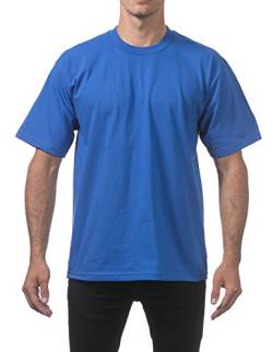 Pro Club Herren T-Shirt aus schwerer Baumwolle, kurzärmelig, Rundhalsausschnitt - Blau - Mittel von Pro Club