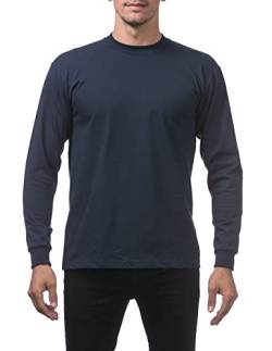 Pro Club Herren-T-Shirt aus schwerer Baumwolle, langärmelig, Rundhalsausschnitt. - Blau - X-Groß von Pro Club