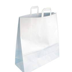 150 Papiertragetaschen Papiertüten Einkaufstüten Papier Weiß 100g/m² stark extragroß 45+17x47cm mit Flachhenkel von Pro DP