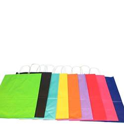 300 Premium Papiertragetaschen Papiertüten Einkaufstüten farbig bunt mit Kordel Henkel 18+8x22cm, Grün - Inkl. VerpG in D von Pro DP
