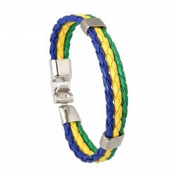 Pro-Noke Nationalflagge Farbe Imitation Leder Armband Weltcup Land Armbänder Nationalarmband Schmuck in den Farben der Nationalflagge (Brasilien Flagge Farbe Armband) von Pro-Noke