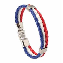 Pro-Noke Nationalflagge Farbe Imitation Leder Armband Weltcup Land Armbänder Nationalarmband Schmuck in den Farben der Nationalflagge (Frankreich Flagge Farbe Armband) von Pro-Noke