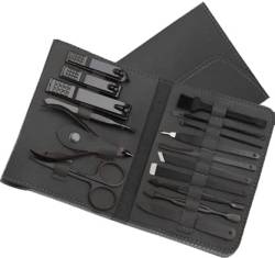 16-teiliges Pflegeset – Chirurgischer Stahl, Maniküre, Pediküre, Gesicht, Hand, Fuß, Nägel, Intim, Körperpflege & Stil, rostfrei, pulverbeschichtet, Ledertasche, Unisex, Reisezubehör, Geschenk von ProBytes