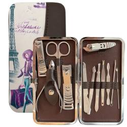 Maniküre-Pediküre-Set, Edelstahl, 12-teilig, Nagelknipser, Nagelpflege-Set, Pflegeset für Taschen, Reiseset, Geschenk mit luxuriösem Etui für Männer und Frauen von ProBytes