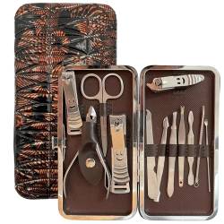 Maniküre-Pediküre-Set, Edelstahl, 12-teilig, Nagelknipser, Nagelpflege-Set, Pflegeset für Taschen, Reiseset, Geschenk mit luxuriösem Etui für Männer und Frauen von ProBytes