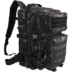 ProCase 40L Militär Taktische Rucksack, Große Kapazität 3 Tage Armee Assault Pack Bag Go Bag Rucksack für Wandern Jagd, Trekking und Camping und andere Outdoor Aktivitäten -Camoblack von ProCase