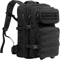 ProCase 40L Militär Taktische Rucksack, Große Kapazität 3 Tage Armee Assault Pack Bag Go Bag Rucksack für Wandern Jagd, Trekking und Camping und andere Outdoor Aktivitäten –Schwarz von ProCase