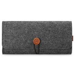 ProCase Filz Trage Tasche Hülle Etui Sleeve Brieftache für Nintendo Switch Lite 2019 mit 5 Spielpatronenhaltern,Ultra Dünn Reise Tragetasche Schutzhülle, Felt Carrying Case Pouch – Schwarz-grau von ProCase