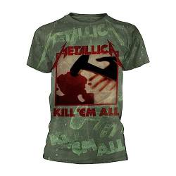 Metallica T Shirt Kill Em All Band Logo Nue All Over Print offiziell Herren Grün von Probity