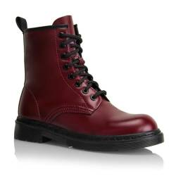 Procity Damen 8 Eyelet Stiefelette mit dem Blockabsatz und seitlichem Reißverschluss Combat Boots Ankle Boots Red 38 von Procity