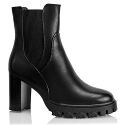 Procity Damen Chelsea Boots Stiefelette mit hohem Absatz und seitlichem Reißverschluss Damen Ankle Boot Black2 36 von Procity