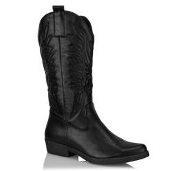 Procity Damen Cowboy Stiefel Westernstiefel für Damen mit dem Blockabsatz Black 36 von Procity
