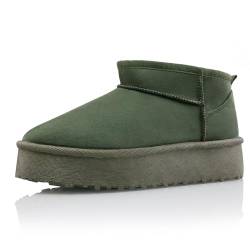 Procity Damen Stiefeletten Warm Gefüttert Plateau Boots mit der Profilsohle Green 37 von Procity