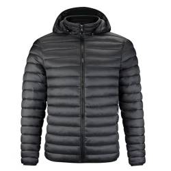 Procity Herren leichte Steppjacke in Daunenoptik wasserabweisende Pufferjacke mit abnehmbarer Kapuze Übergangsjacke gefüttert mit Stehkragen Black M von Procity