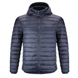 Procity Herren leichte Steppjacke in Daunenoptik wasserabweisende Pufferjacke mit abnehmbarer Kapuze Übergangsjacke gefüttert mit Stehkragen Blue 3XL von Procity