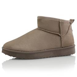 Procity Mini Stiefeletten Damen Warm Gefüttert Wildleder Optik Look Schneestiefel Taupe 40 von Procity