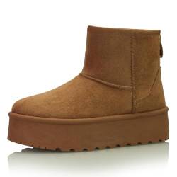 Procity Plateau Boots Damen Stiefeletten Plateau Warm Gefüttert mit der Profilsohle Camel 36 von Procity