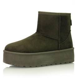 Procity Plateau Boots Damen Stiefeletten Plateau Warm Gefüttert mit der Profilsohle Dark Green 38 von Procity