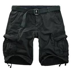 Procity Vintage Herren Cargo Shorts Bermuda Kurze Hosen Herren inkl. Gürtel Grau 36/L von Procity