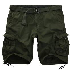 Procity Vintage Herren Cargo Shorts Bermuda Kurze Hosen Herren inkl. Gürtel Oliv 32/S von Procity