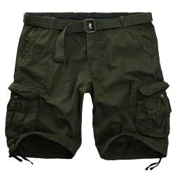 Procity Vintage Herren Cargo Shorts Bermuda Kurze Hosen Herren inkl. Gürtel Oliv 42/3XL von Procity