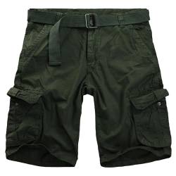 Procity Vintage Herren Cargo Shorts Bermuda Kurze Hosen Herren inkl. Gürtel Oliv Light 40/XXL von Procity